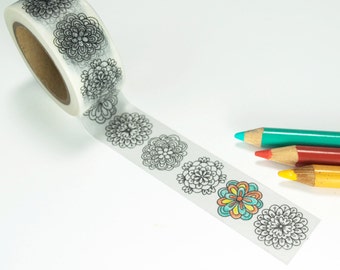 Mandala Washi Tape - Coloring Book Washi Tape, 20mm width
