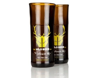 Up Cycled Wild Beer Glasses, pack of two tumblers, hand crafted in North Devon