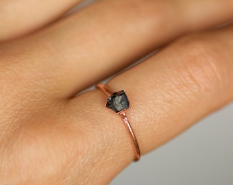 READY TO SHIP. Dark Blue Sapphire Ring. Raw Sapphire Ring. Rough Sapphire Ring. Dainty Gemstone Ring. Stackable Gemstone Ring. Gift for Her.