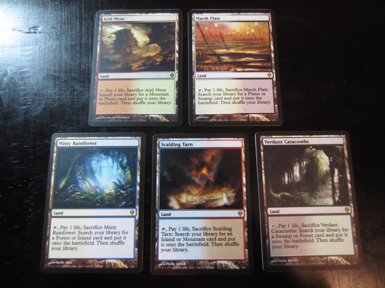 x5 Zendikar dual fetch lands PROXY mtg magic the gathering