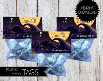 Nightmare before Christmas Party PRINTABLE Folding Treat Bag Tags- Instant Download | Disney | Tim Burton| Halloween | Jack Skellington|