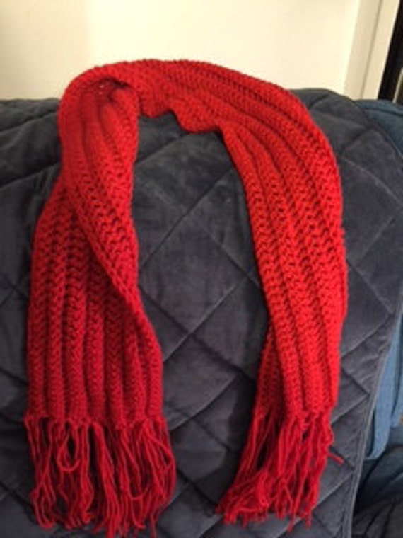 Red Handmade Crochet Neck Scarf by JoLynnsCreations on Etsy
