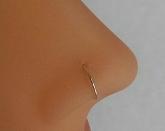 Nose Ring Nose Hoop Tragus Helix Cartilage Conch Ear Seamless Sterling Silver 22 gauge 6mm, 7mm, 8mm, 9mm,10mm