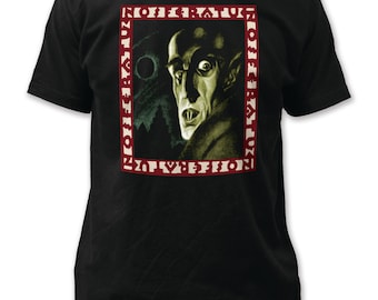 Nosferatu Symphony of Horror Print Men's Fitted Cotton Shirt - IMP95(Black)