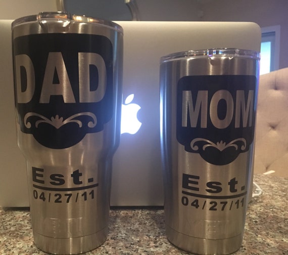 Items similar to Yeti Cups, Mom and Dad Est., Yeti Tumblers, Yeti on Etsy