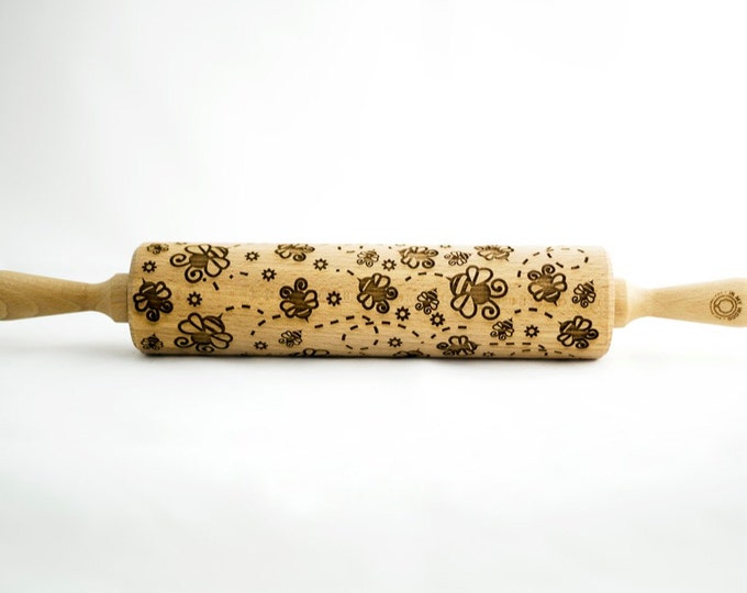 BEE rolling pin, embossing rolling pin, engraved rolling pin for a gift, animals, beekeeper, gift ideas, gifts, unique, autumn, wedding