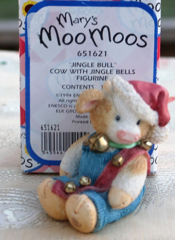Enesco / Mary's Moo Moos Jingle Bull Cow w/ Jingle Bells