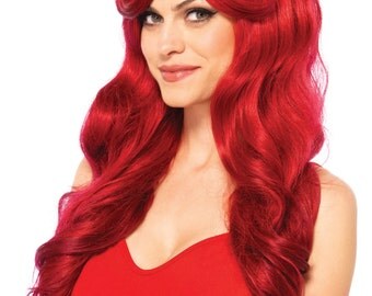 Long Wavy Red Wig, Wine Red Wig, Ariel Wig
