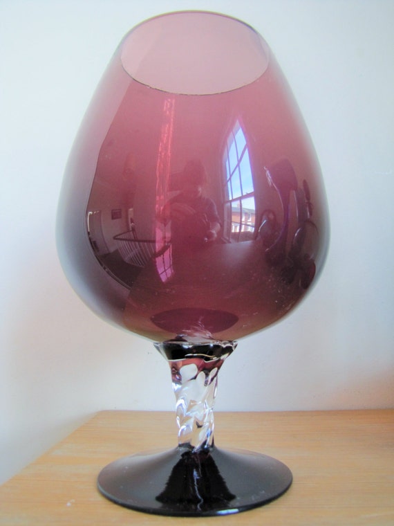 Vintage Amethyst Glass Balloon Brandy Glass Vase 1960's
