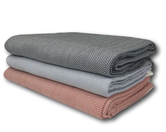 Handwoven Herringbone Cotton Throw Blanket, Sofa Throw, Bed Spread King Queen size