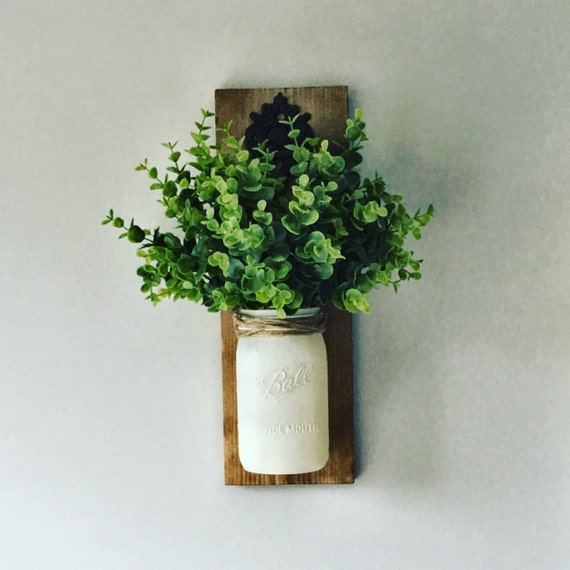 Hanging Mason Jar Greenery  Included Mason jar Sconce