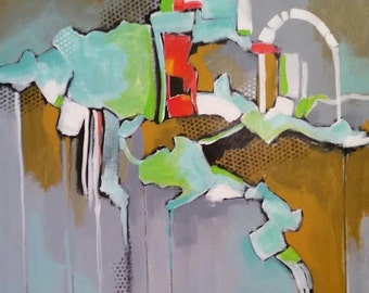 Turquoise abstract painting