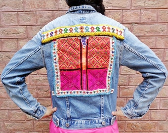 Items similar to WOMEN'S Vintage FRINGE glam upcycled bohemian denim ...