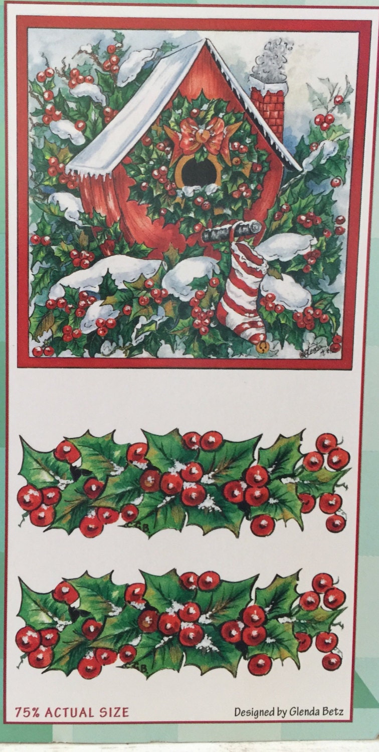 Holiday Rubon Transfers Holly Birdhouse by Loew Cornell