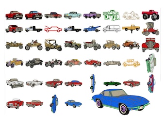 44 Car Machine Embroidery Designs, Classic Car Patch, Car Applique, Applique Design, Old Car Pattern, Vehicle Application, INSTANT DOWNLOAD