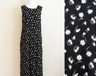 Daisy Floral Black 90s Grunge Maxi Dress Molly Malloy Long Floral Maxi Dress Phoebe Buffay Friends Vintage Daisy Dress Size Small
