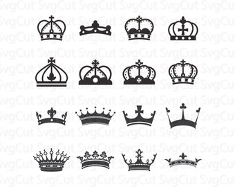 Crowns SVG, Princess crown, King Crown, Silhouette Cricut Svg Cutting Files, Cameo Vinyl Digital Files, Dxf Svg cut files