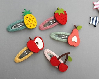 Handmade Felt Fruits Hair Clip, Snap Clip,Cute Hair clips, Fruits Hair Clips, Hair Accessoies, Hair Pin for baby kids girls, Felt Hairclips