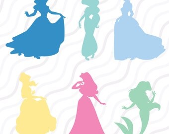 Disney Princess SVG, Disney Princess Silhouette SVG Cut table Design,svg,dxf,png Use With Silhouette Studio & Cricut_Instant Download