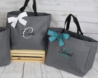Mother of the bride Gift Tote, Teacher Gift, Personalized Bridesmaid Gift Tote Bag- Wedding Party Gift- Bridal Party Gift- Initial Tote