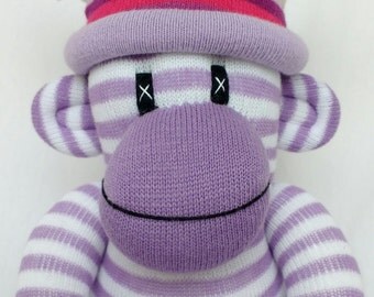 Blue Pin Striped Sock Monkey made to order by Sunsetgirl on Etsy