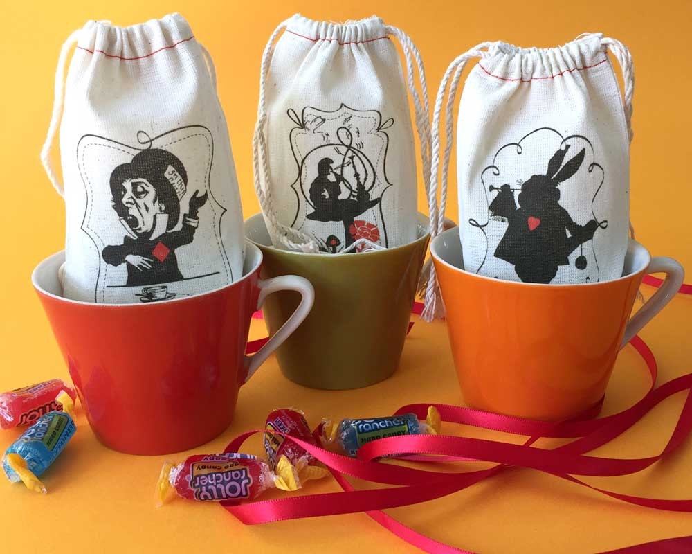 Alice in Wonderland Party Favor Bags Modern Graphic Designs