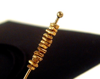 80 Karen Hill Tribe TINY Hand Crafted Brass Beads, 1mm, Solid Brass Heishi Beads, 3 Inch Strand Piece, Handcrafted Thai Metal Art Beads HO59