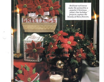 Pretty Poinsettias ~ plastic canvas pattern ~ Leisure Arts
