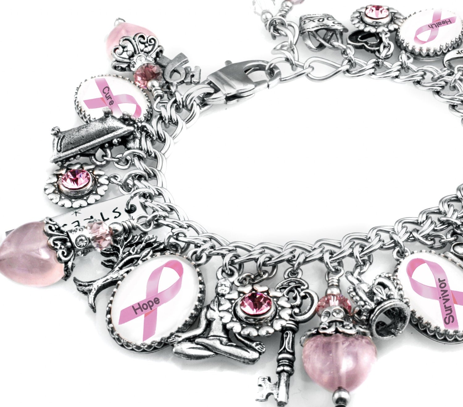 Breast Cancer Charm Bracelet Breast Cancer Jewelry Breast