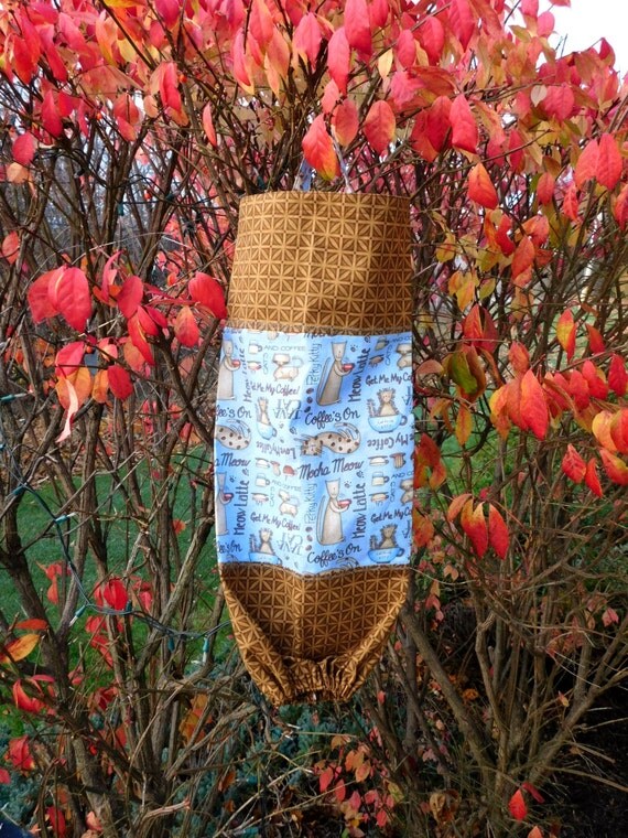 Recycle Plastic Bag HolderCats and Coffee by SewHappyDesigns