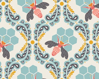 Bee Sweet Morning - Sweet as Honey - Art Gallery Fabrics - Bonnie Christine - SAH-1602 - Modern Cotton Quilting Fabric - Blue Bees