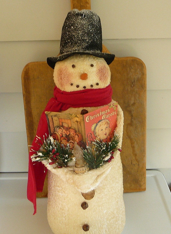Primitive snowman prim Christmas decoration by ahlcoopedup on Etsy