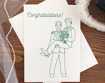 Gay Wedding Card. Gay Card. Gay Marriage. Civil Partnership. Two Grooms. Same Sex Marriage. Congratulations Card. LGBTQ Card. Blank Card