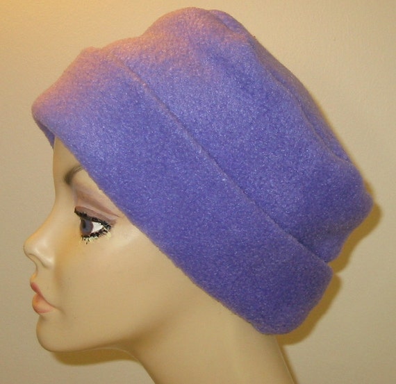 Purple Anti Pill Fleece Pillbox Hat Winter Hat Cancer