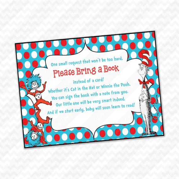 Dr. Seuss Baby Shower Library Card Please Bring by WorldOfThought