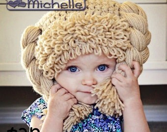 Cabbage Patch like Doll Hat and Hair for Babies Toddler Children and Adults Custome Handmade Wig Costume for Halloween