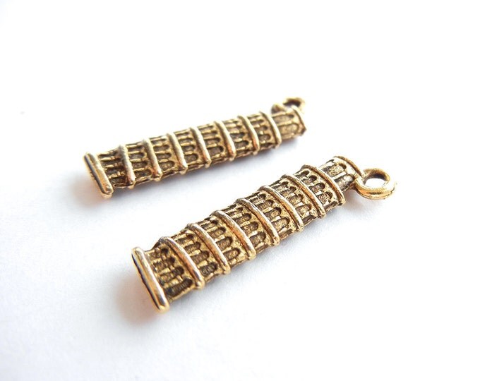 Gold-tone Pewter Leaning Tower of Pisa Charms Charms