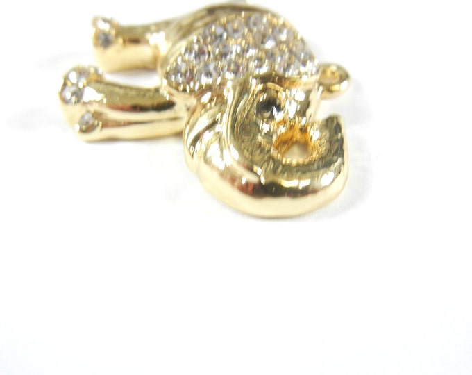 Elephant Charm Gold-tone Rhinestones