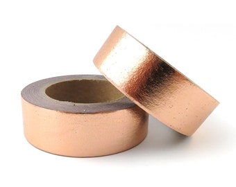Rose Gold Foil Washi Tape - 15mm x 10 Metres - Wedding Washi Tape - Copper Washi Tape - Metallic Foil Washi Tape - Plain Washi Tape