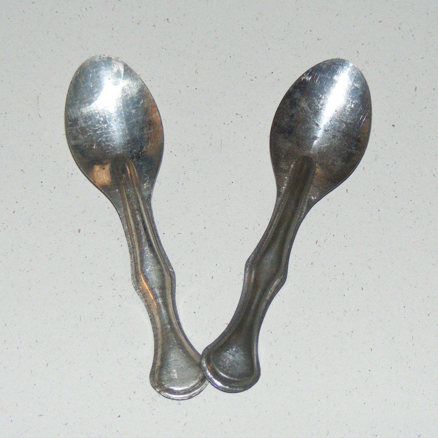 Antique Tin Metal Ice Cream Tasting Spoon lot of 2