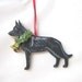 Hand-Painted GERMAN SHEPHERD BLACK Wood Christmas Ornament Artist Original...Nicely Painted