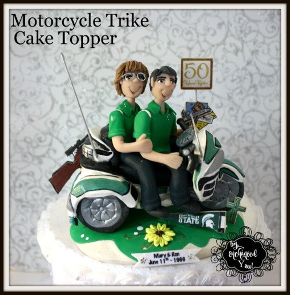 Motorcycle Trike Wedding Cake Topper Personalized