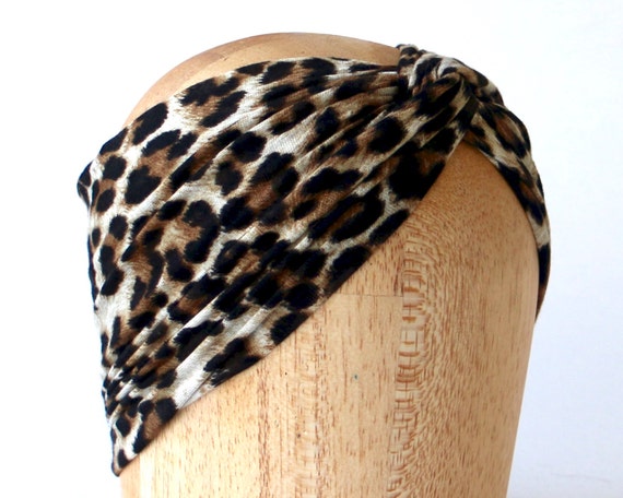 Leopard Headband Women Cheetah Print Turban Animal by KatarinaHats