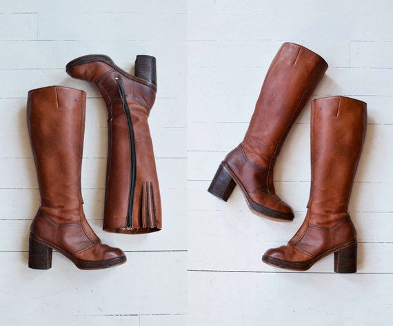 brown platform boots 70s