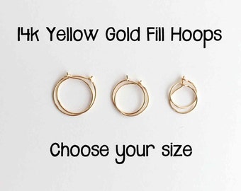 Sleeper Hoop Earrings. 14K Gold Filled Hoop Earrings. Yellow Gold Hoops. Rose Gold Hoop Earrings. Pink Gold Hoops. Everyday Hoops