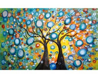 ROMANCE ORIGINAL Oil Painting In LOVE Whimsical Landscape Art on Canvas by Luiza Vizoli Ready to display Ready to Ship