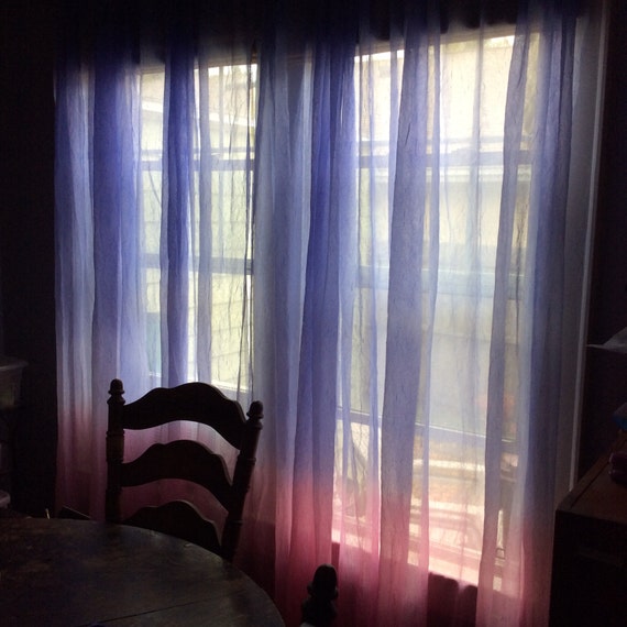 Ombre light diffuse sheer curtains set of 2 in blue and pink