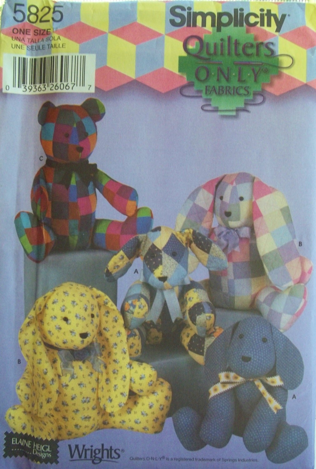 Stuffed Animal Pattern Simplicity 5825 Craft Pattern Two