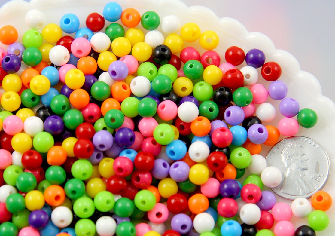 6mm Tiny Round Acrylic Beads Gumball Bubblegum Plastic or

