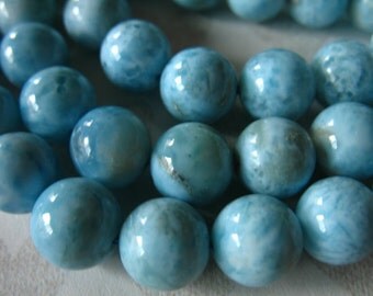 Shop Sale.. LARIMAR Beads, Round Smooth, 7 mm, LUXE AA, Aqua Blue, Dominican Republic wholesale roundgems.7b true solo